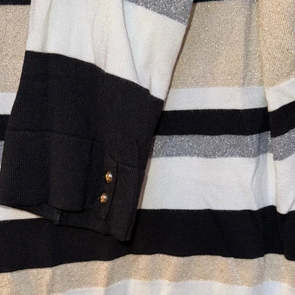 WHBM Stunning Black and White Striped Blouse - Picture 4 of 9